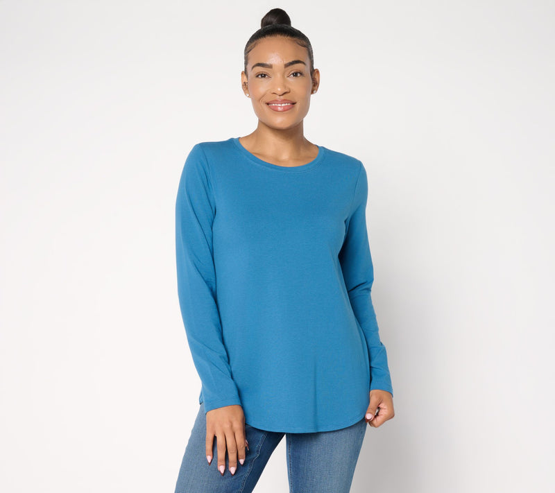 Susan Graver Regular Weekend Essentials Comfy Cotton Shirttail Tunic — View 8