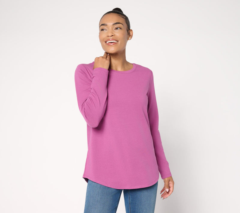 Susan Graver Regular Weekend Essentials Comfy Cotton Shirttail Tunic — View 4