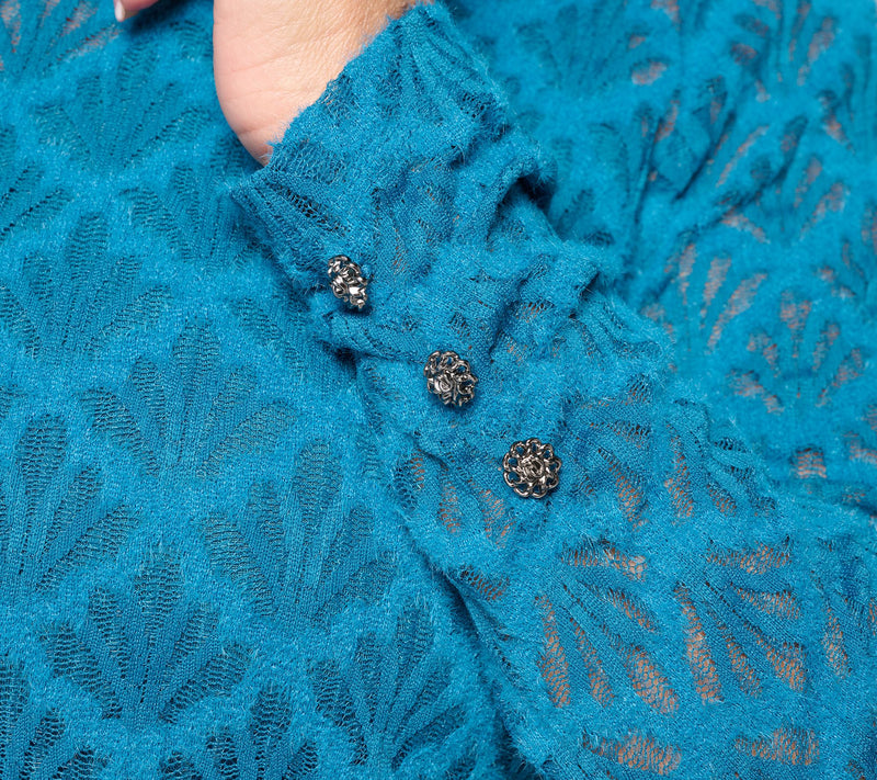 Susan Graver Knit Lace Crew Neck Long-Sleeve Top — View 9