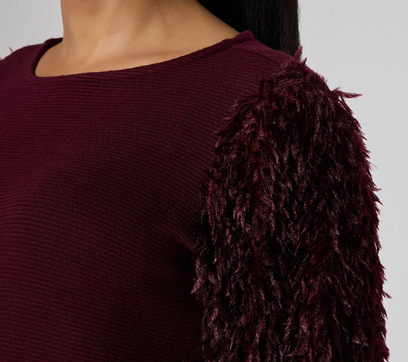 Susan Graver Occasions Rib Knit Top w/ Embellished Sleeves — View 6