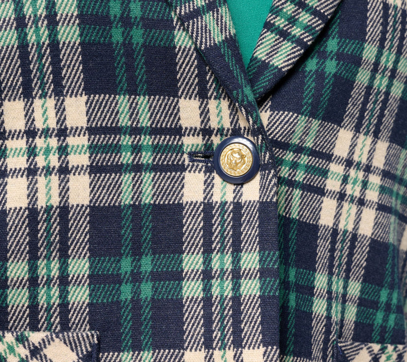 Susan Graver Regular Jacquard Knit Plaid Shawl Collar Blazer — View 7