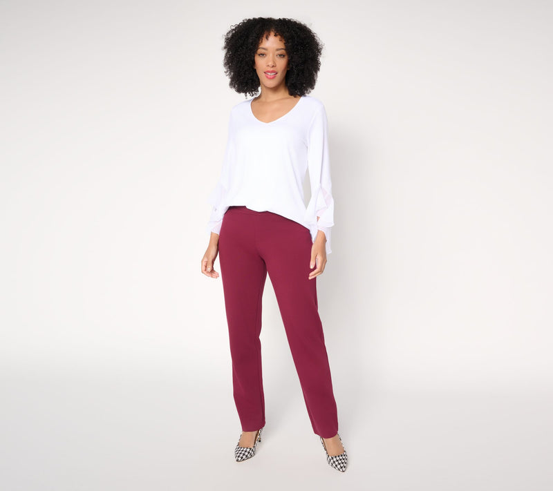 Susan Graver Regular Smart Ponte 350 Straight Leg Pull-On Pants — View 12