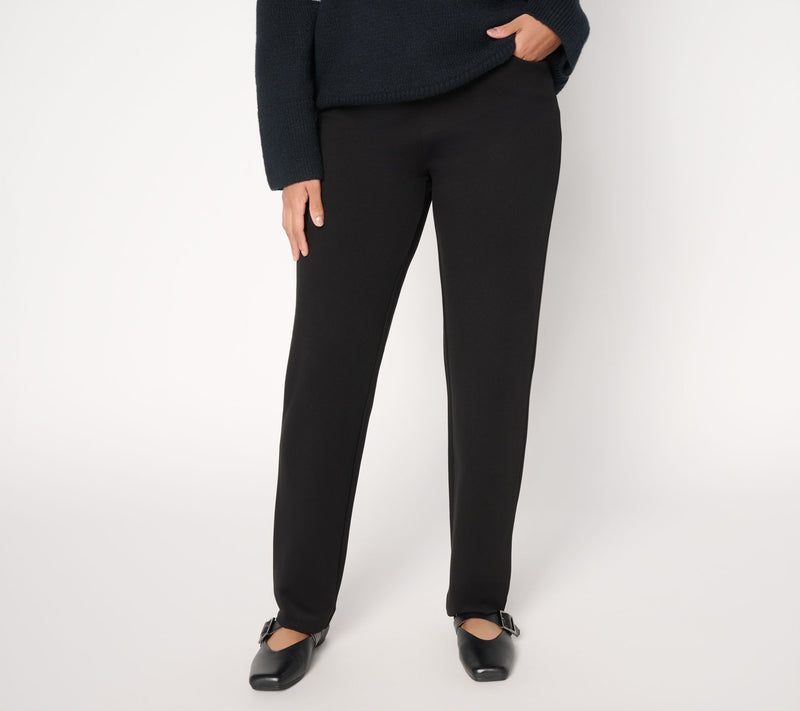 Susan Graver Regular Smart Ponte 350 Straight Leg Pull-On Pants — View 3