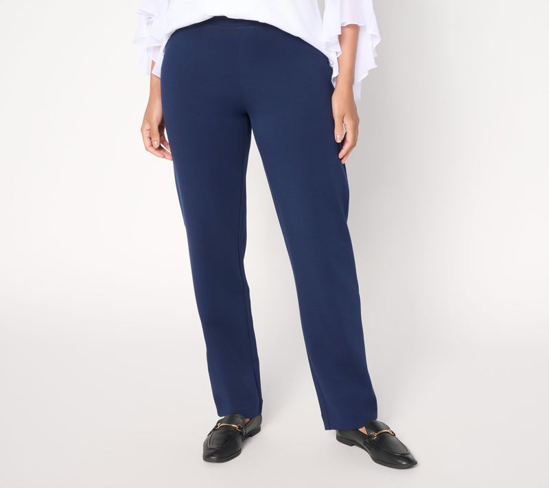 Susan Graver Regular Smart Ponte 350 Straight Leg Pull-On Pants — View 7