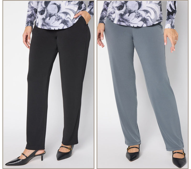 Susan Graver Essentials Regular Set of 2 Liquid Knit Pants — View 11
