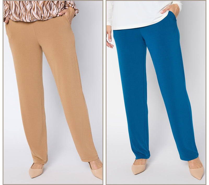Susan Graver Essentials Regular Set of 2 Liquid Knit Pants — View 14