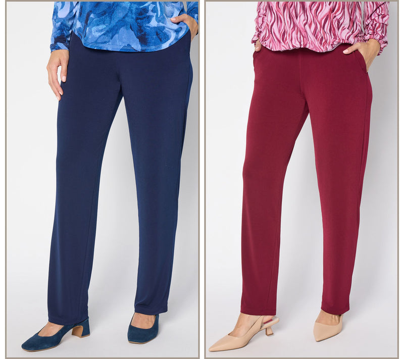 Susan Graver Essentials Petite Set of 2 Liquid Knit Pants — Main view