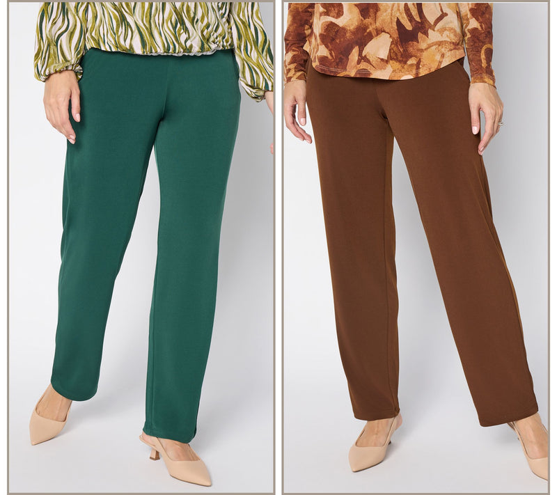 Susan Graver Essentials Petite Set of 2 Liquid Knit Pants — View 12