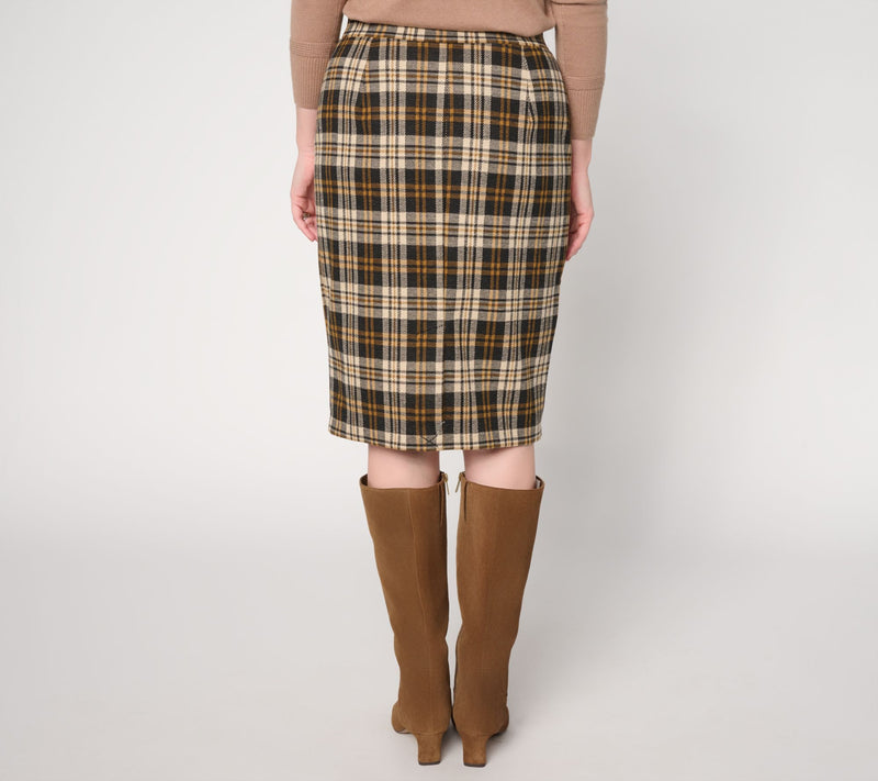Susan Graver Regular Knit Plaid Pencil Skirt — View 7