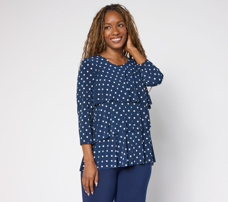 Susan Graver Liquid Knit Scoop Neck Tiered Top — View 18
