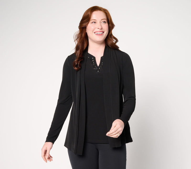 Susan Graver Artisan Liquid Knit Cardigan & Tank Set — View 12