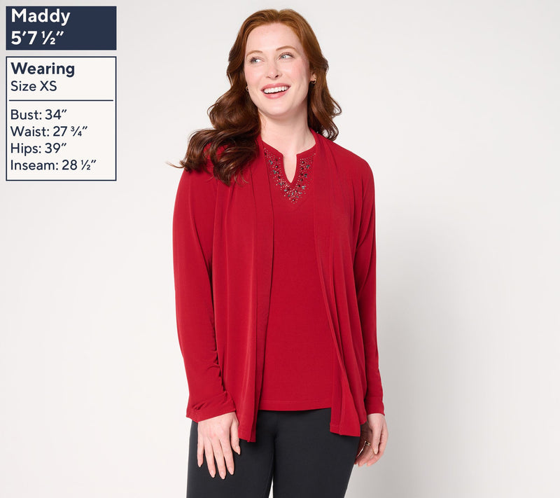 Susan Graver Artisan Liquid Knit Cardigan & Tank Set — View 3