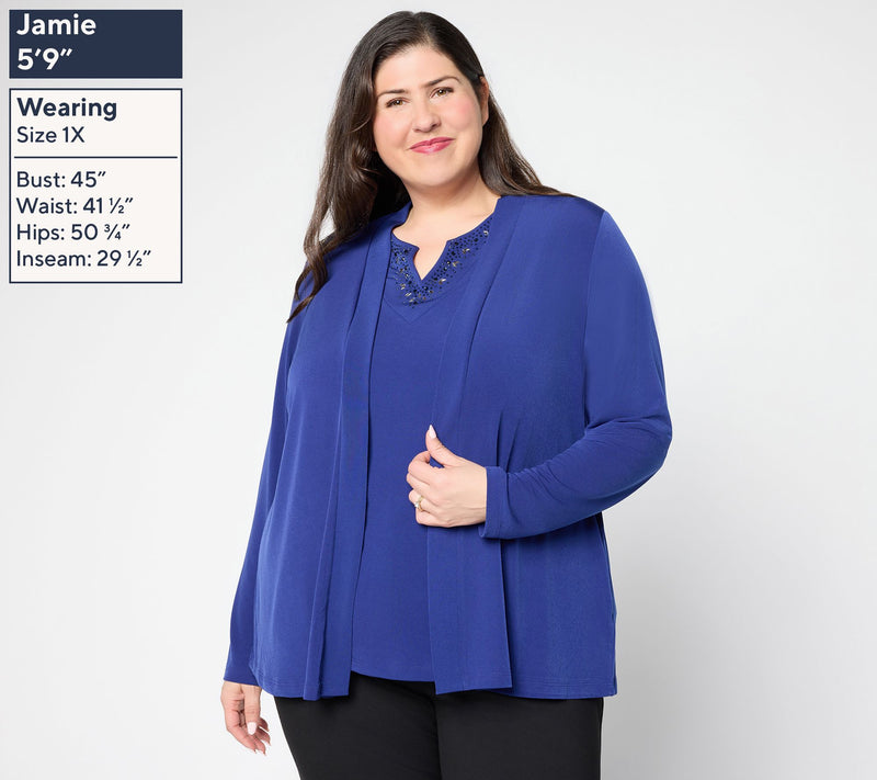 Susan Graver Artisan Liquid Knit Cardigan & Tank Set — View 2