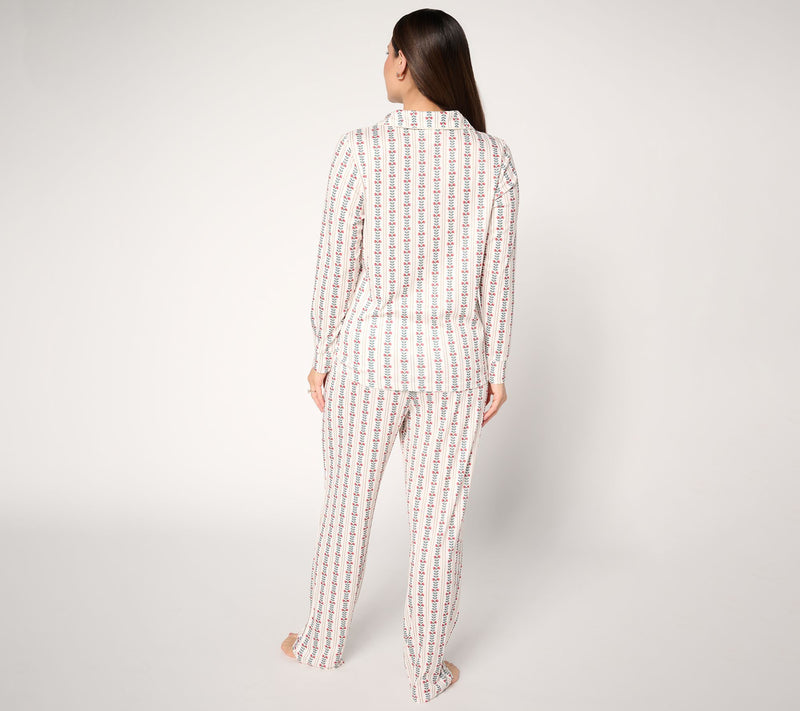 Berkshire Homewear 2pc Printed Pointelle Notch Collar Pajama — View 4