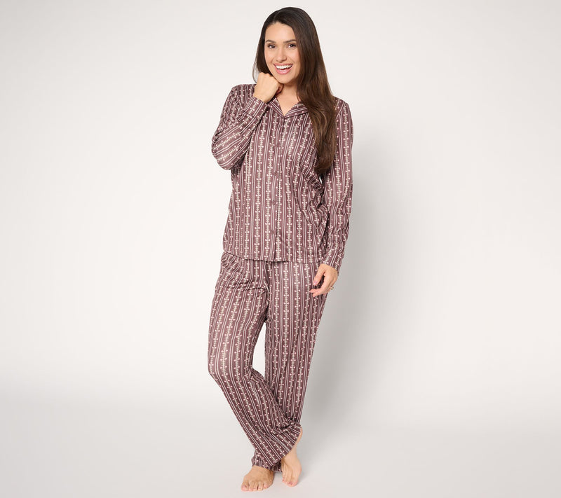 Berkshire Homewear 2pc Printed Pointelle Notch Collar Pajama — View 10
