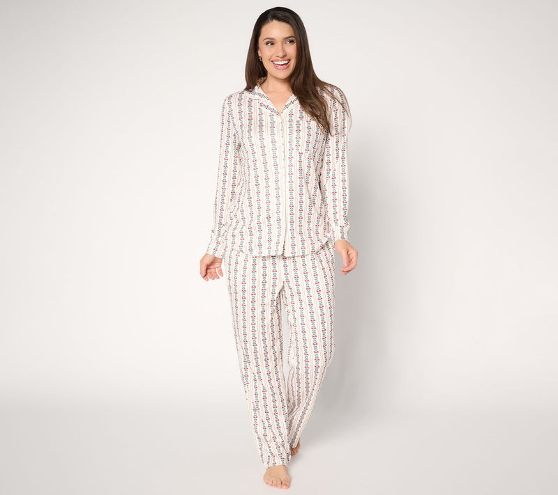 Berkshire Homewear 2pc Printed Pointelle Notch Collar Pajama — View 11