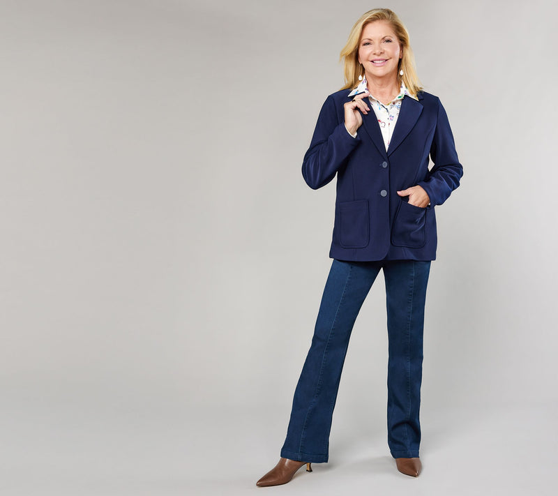 Susan Graver Regular Brushed Back LK Fusion Notch Collar Blazer — View 21