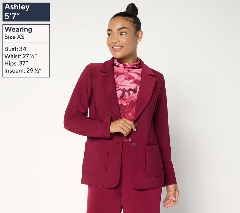 Susan Graver Regular Brushed Back LK Fusion Notch Collar Blazer — View 17