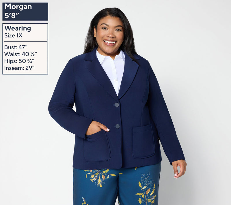 Susan Graver Regular Brushed Back LK Fusion Notch Collar Blazer — View 16