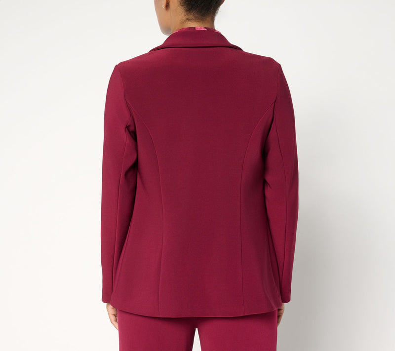 Susan Graver Regular Brushed Back LK Fusion Notch Collar Blazer — View 18