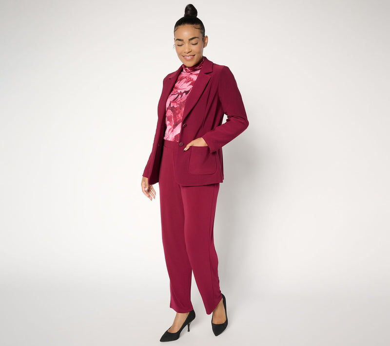 Susan Graver Regular Brushed Back LK Fusion Notch Collar Blazer — View 19