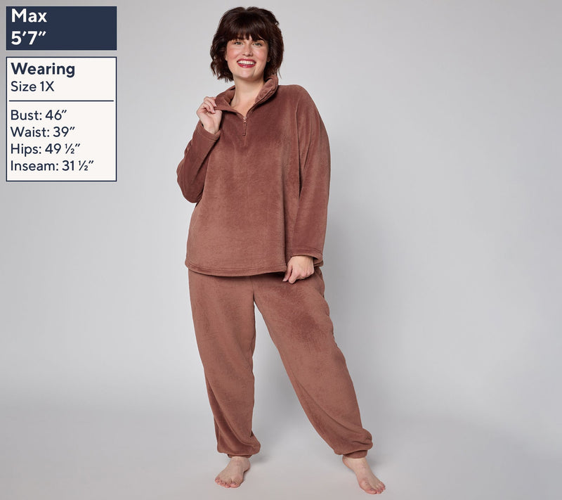 Berkshire Homewear Plush 1/4-Zip 2pc Jogger Lounge Set — View 2
