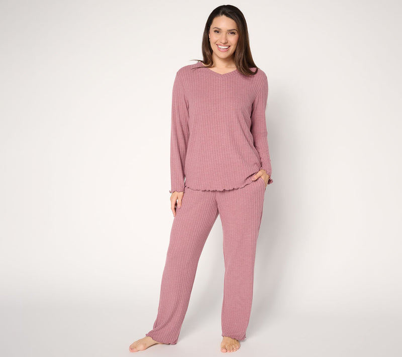 Berkshire Homewear Ribbed Heathered Hacci 2pc Lounge Set — View 11