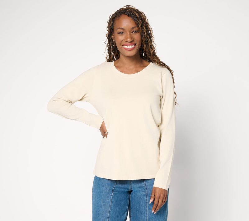 LOGO by Lori Goldstein 100% Cotton Long Sleeve Everyday Tee — View 11