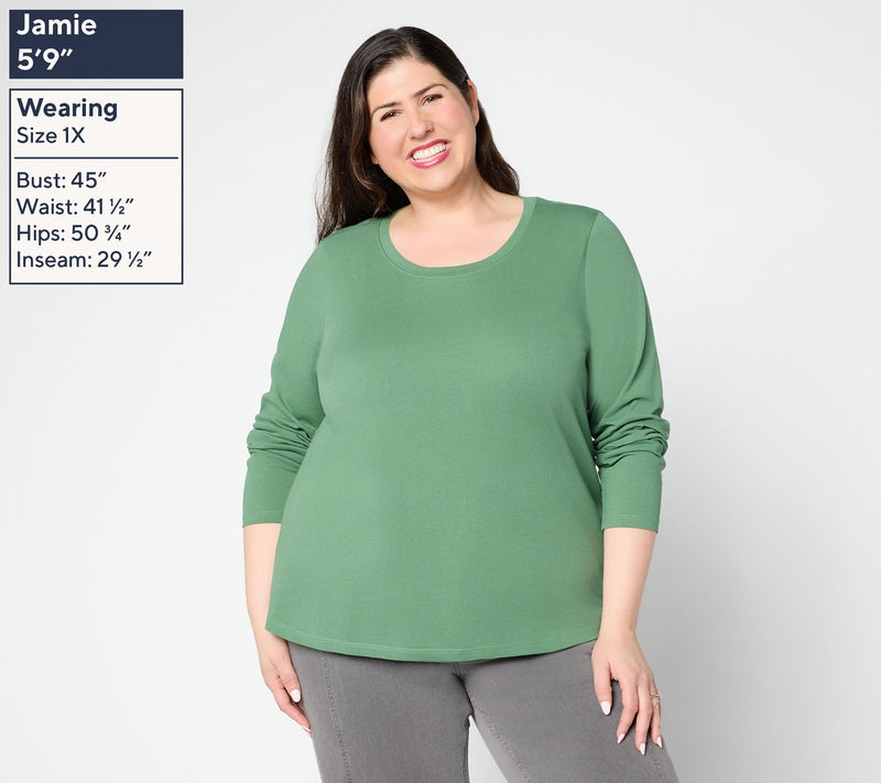 LOGO by Lori Goldstein 100% Cotton Long Sleeve Everyday Tee — View 2
