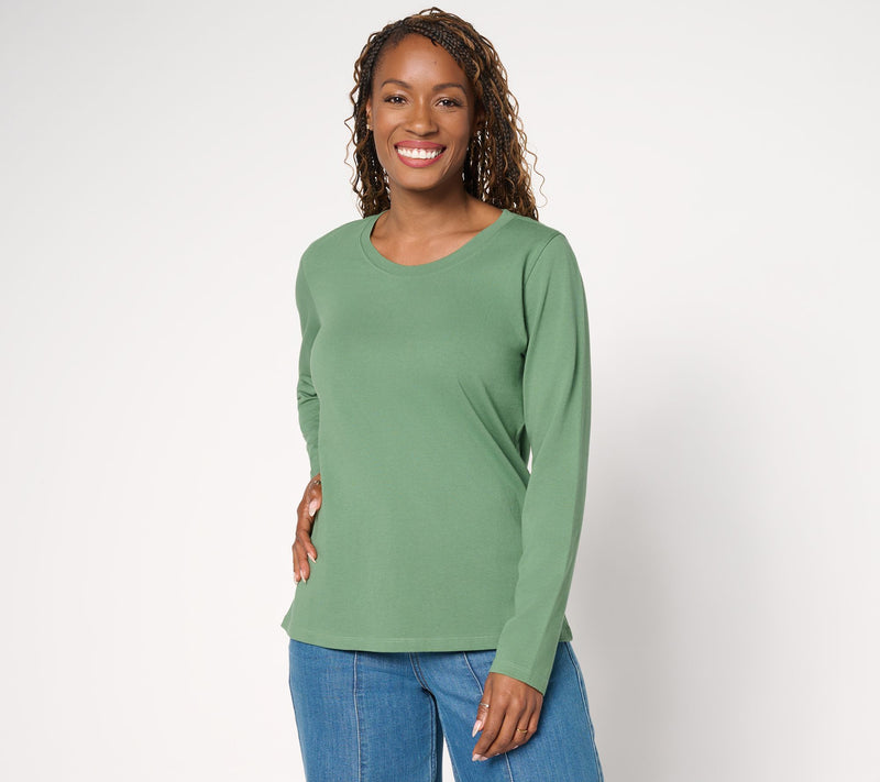 LOGO by Lori Goldstein 100% Cotton Long Sleeve Everyday Tee — View 12