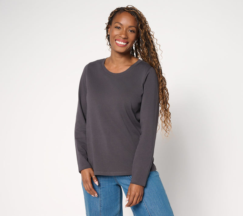 LOGO by Lori Goldstein 100% Cotton Long Sleeve Everyday Tee — View 13