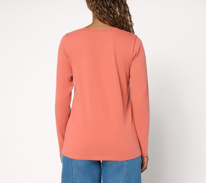 LOGO by Lori Goldstein 100% Cotton Long Sleeve Everyday Tee — View 4