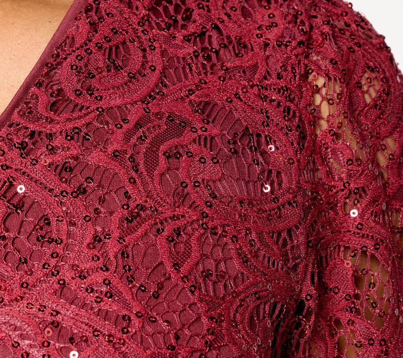 nicole by Nicole Miller Regular Stretch Sequin Lace Dress — View 9