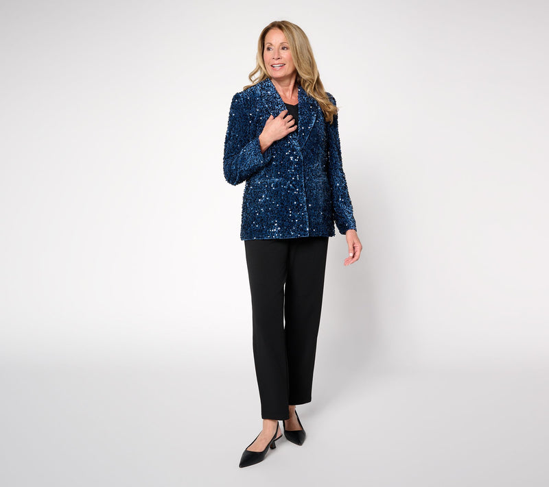 nicole by Nicole Miller Sequin Velvet Blazer — View 11