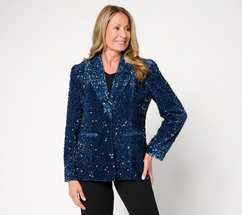 nicole by Nicole Miller Sequin Velvet Blazer — View 5