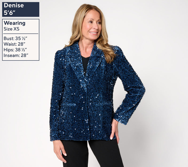 nicole by Nicole Miller Sequin Velvet Blazer — View 9