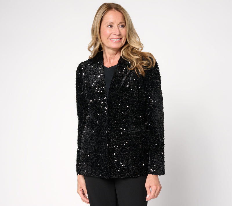 nicole by Nicole Miller Sequin Velvet Blazer — View 7