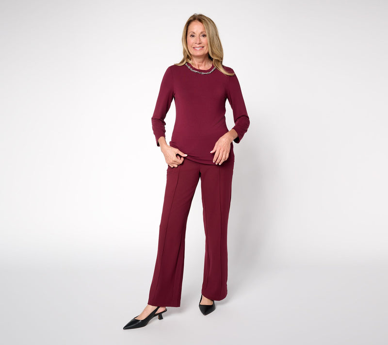 nicole by Nicole Miller Petite Pull-On Straight Leg Pant — View 11