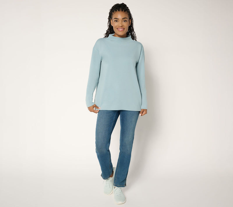 Martha Stewart Signature Comfort Stretch Modern Funnel Neck Top — View 5