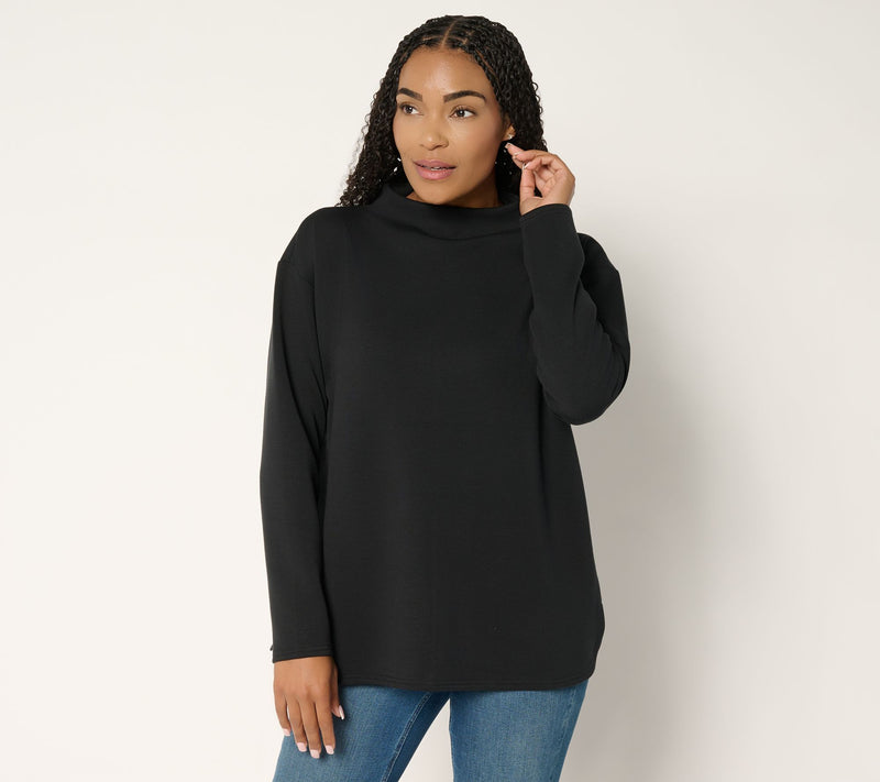 Martha Stewart Signature Comfort Stretch Modern Funnel Neck Top — View 15