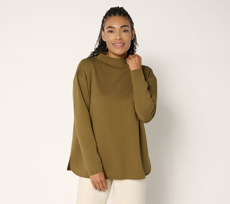 Martha Stewart Signature Comfort Stretch Modern Funnel Neck Top — View 16