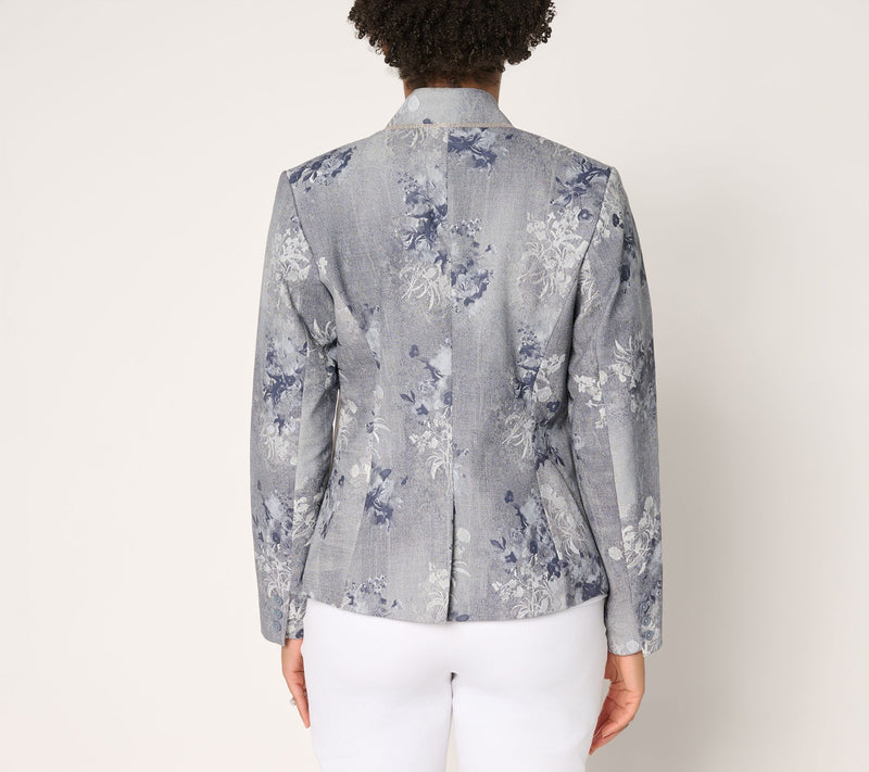 Women with Control Printed Faux Leather Blazer — View 4