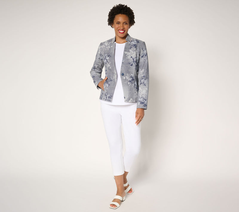Women with Control Printed Faux Leather Blazer — View 5