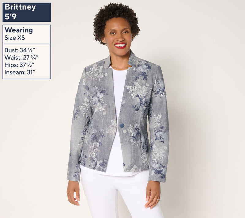 Women with Control Printed Faux Leather Blazer — View 3