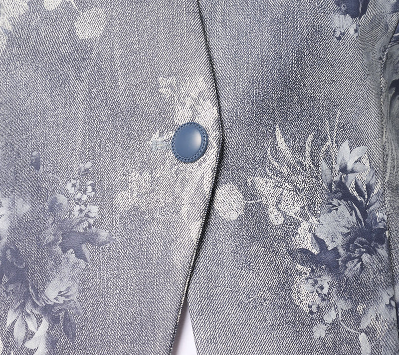 Women with Control Printed Faux Leather Blazer — View 6