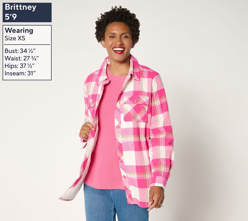 Belle by Kim Gravel Mad for Plaid Sherpa Lined Shacket — View 7