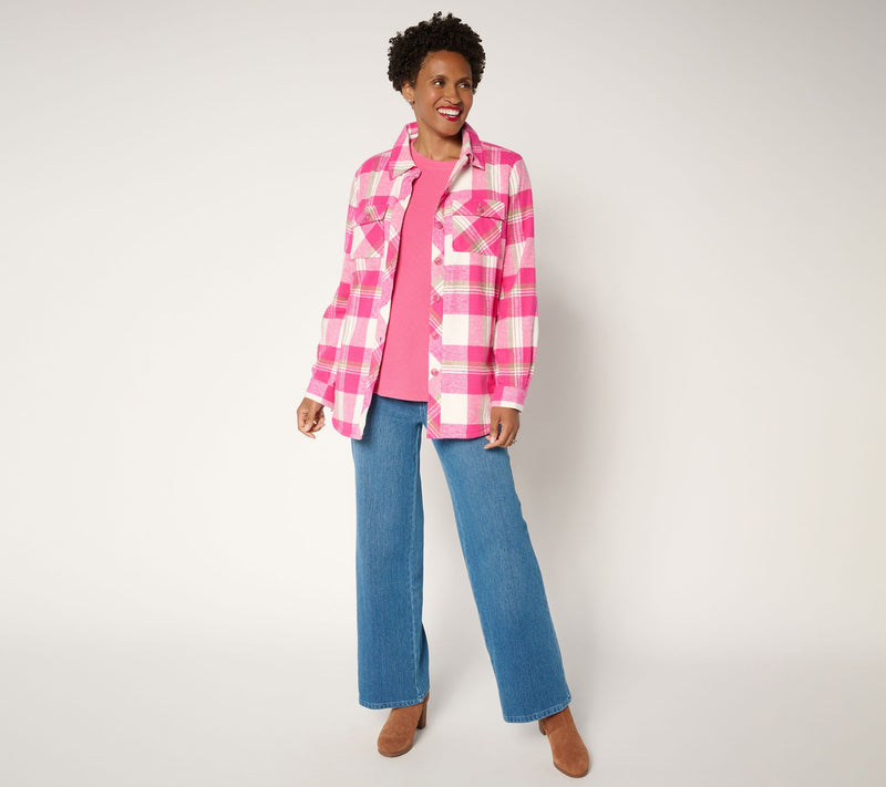 Belle by Kim Gravel Mad for Plaid Sherpa Lined Shacket — View 9