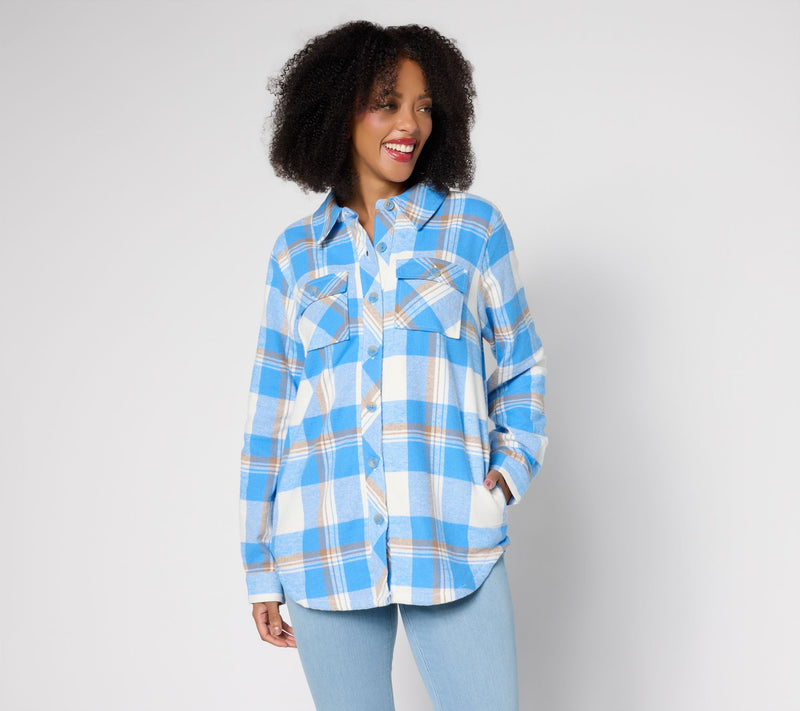 Belle by Kim Gravel Mad for Plaid Sherpa Lined Shacket — View 3