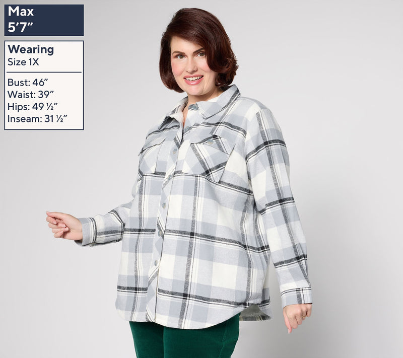 Belle by Kim Gravel Mad for Plaid Sherpa Lined Shacket — View 6