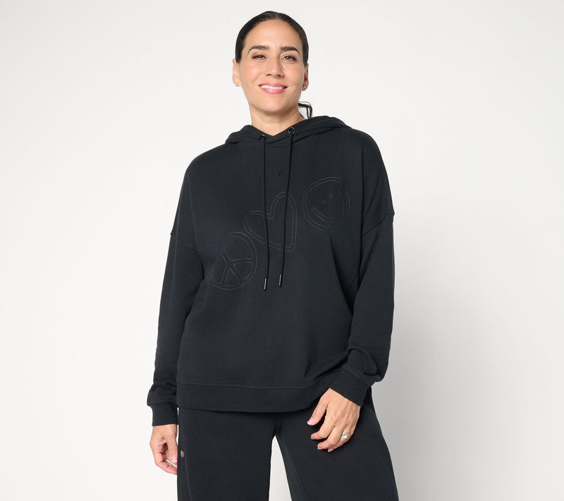 Peace Love World French Terry Embroidered Graphic Hoodie — View 13